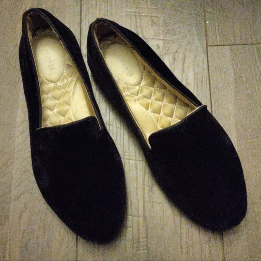 Birdies Black Velvet Loafers